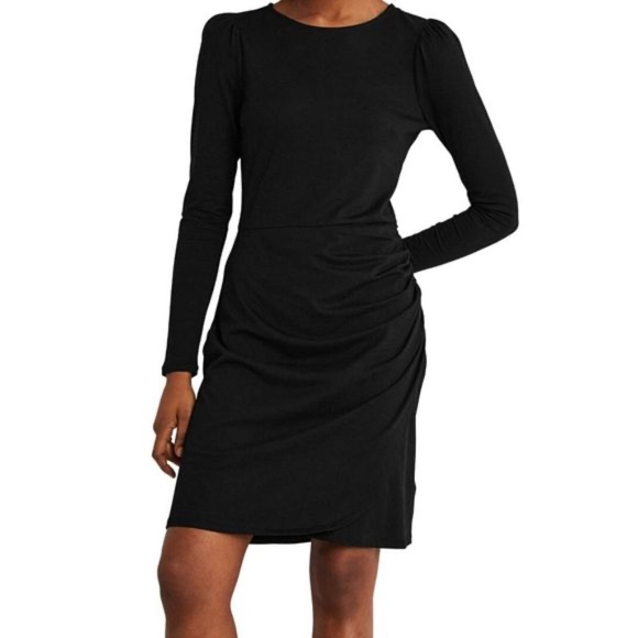 Boden Ruched Jersey Mini Dress Black Size US 4 / Small - Picture 1 of 8